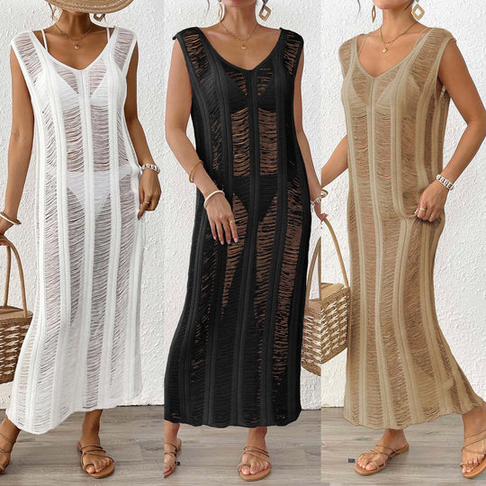 Damen luftiger Strandüberwurf mit eleganten Fransen EB