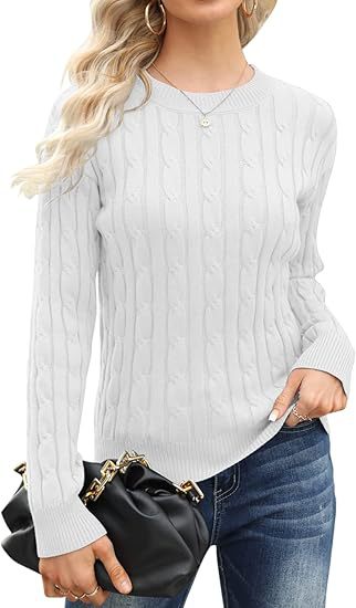 Damen klassischer Strickpullover mit Zopfdesign EB