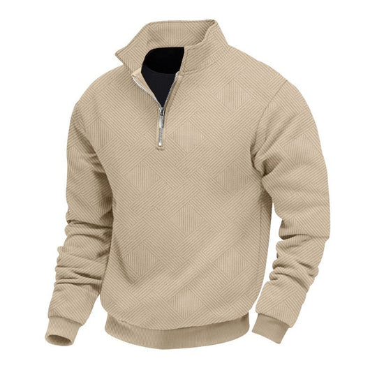 Herren Stepppullover mit halbem Reißverschluss und strukturiertem Design EB