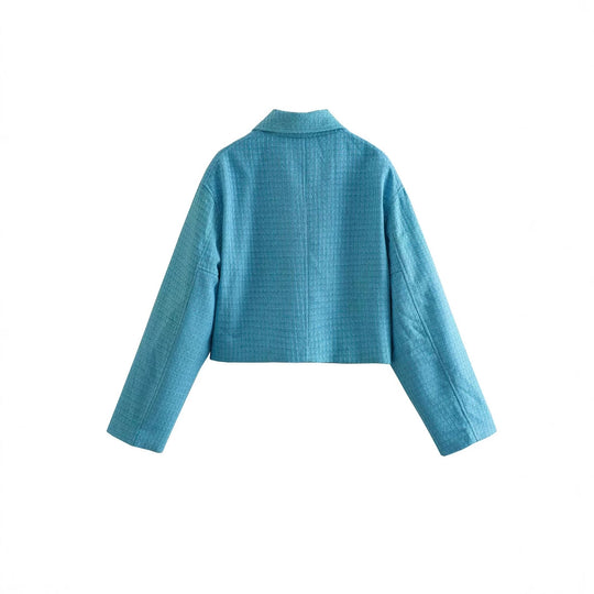 Damen cropped Jacke mit strukturierter Oberfläche und seitlichen Eingrifftaschen EB