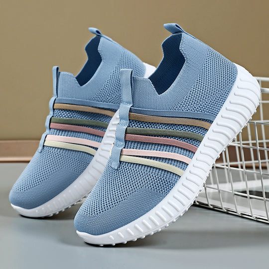 Damen Atmungsaktive und flexible Slip-On Sneakers mit elastischem Band EB