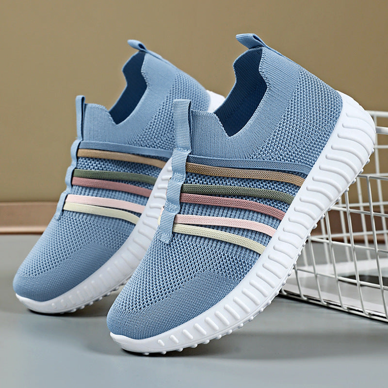 Damen Leichte und atmungsaktive Slip-On Sneakers mit elastischem Einsatz EB