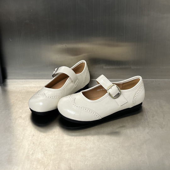 Damen elegante Slipper mit modischem Riemen und feinem Broguemuster EB