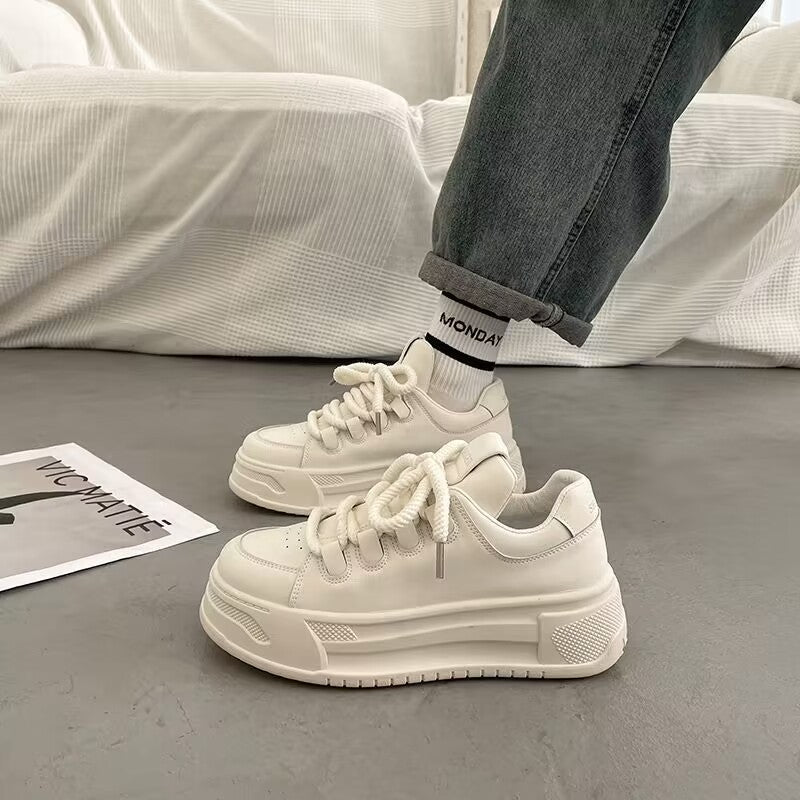 Damen modische Sneakers mit durchgehendem Plateau und elastischen Schnürsenkeln EB