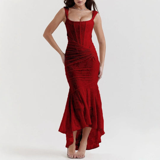 Damen nan eng anliegendes Korsett-Abendkleid mit integrierten Stäbchen, geraffter Wickelpassform und floraler Jacquardstruktur EB