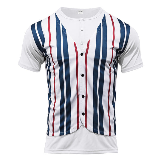 Herren Kurzarm-Henley-Shirt mit gestreiftem Design und modernem Schnitt EB