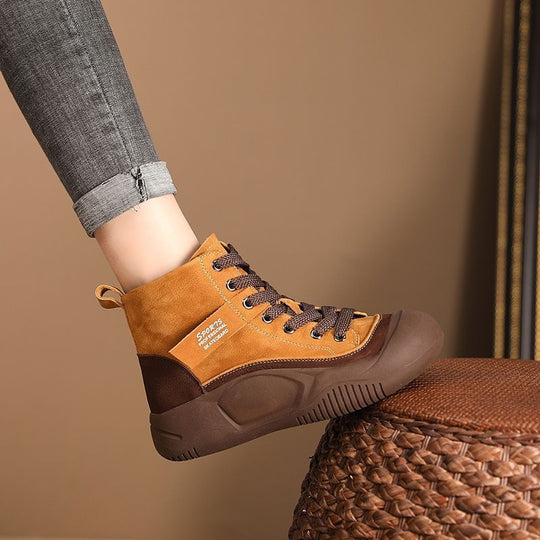 Damen Sportliche High-Top Sneakers mit strapazierfähigem Wildleder und stabiler Sohle EB