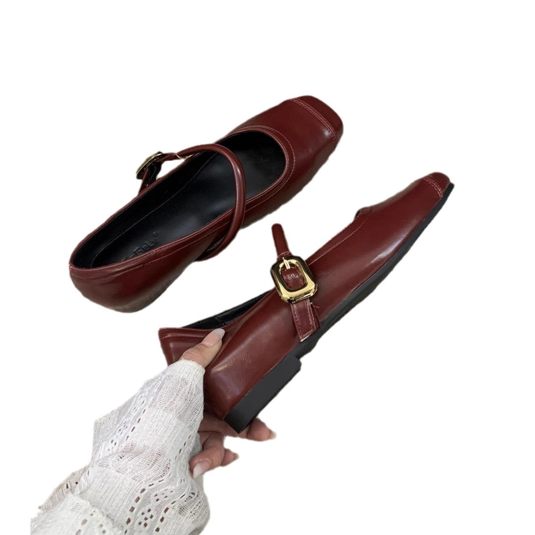 Damen Ballerinas mit eleganter Schnalle und metallischer Oberfläche EB