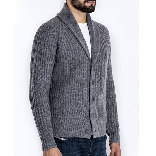 Herren Strickjacke mit modernem Schalkragen EB