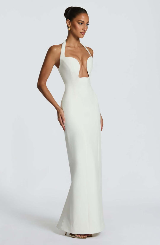Damen Elegantes Abendkleid mit tiefem Herz-Ausschnitt und schwingendem Saum EB