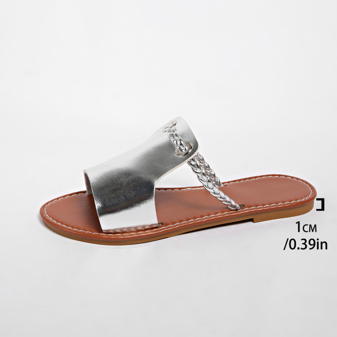 Damen Modische Slide-Sandalen mit geflochtenem Riemendesign und harmonischem Fußbett EB