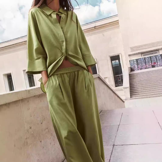 Damen lässige Hemdbluse aus leichtem Leinenstoff mit modischem Schnitt EB