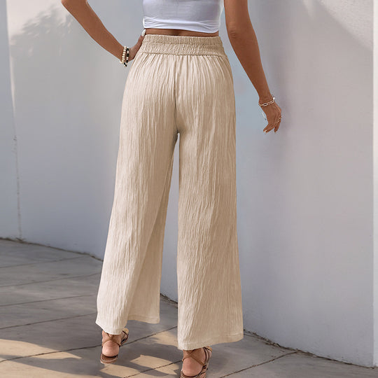 Damen Weite Plissee-Hose mit elegantem Taillenbund EB