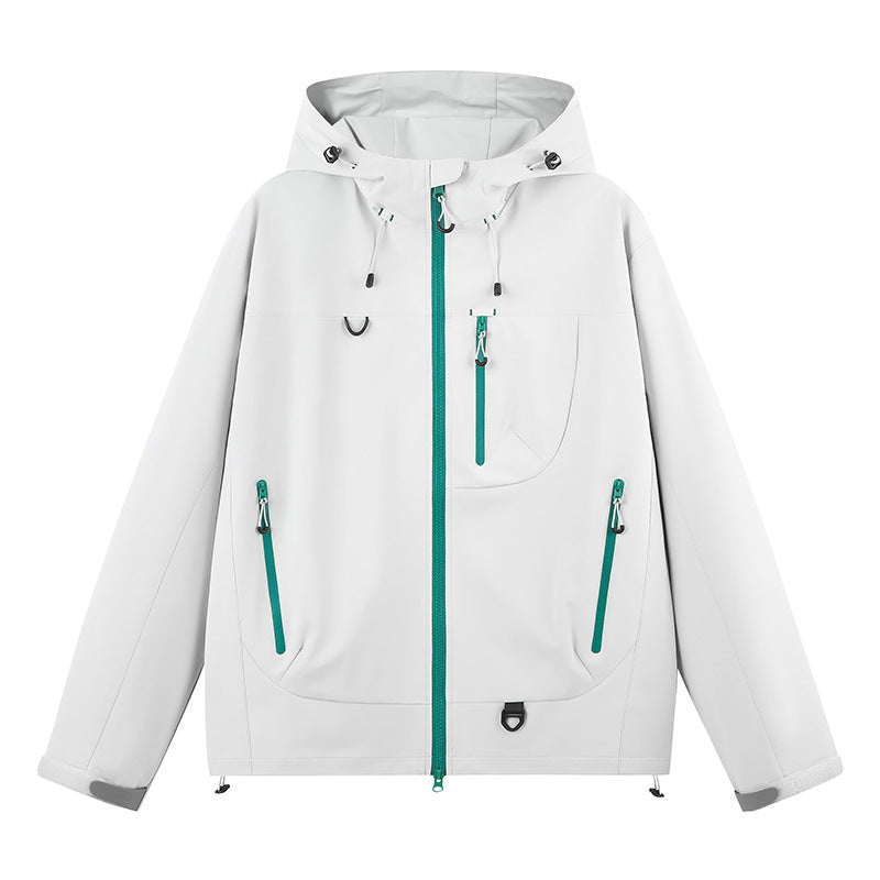 Damen wasserabweisende Outdoor-Jacke mit verstellbarem Kapuzenkragen EB