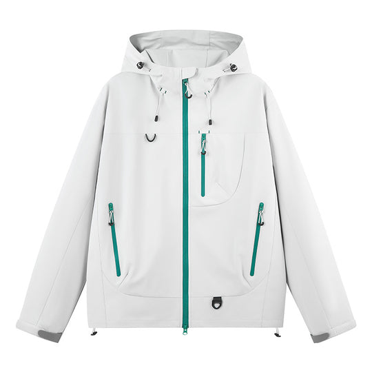 Damen wasserabweisende Outdoor-Jacke mit verstellbarem Kapuzenkragen EB