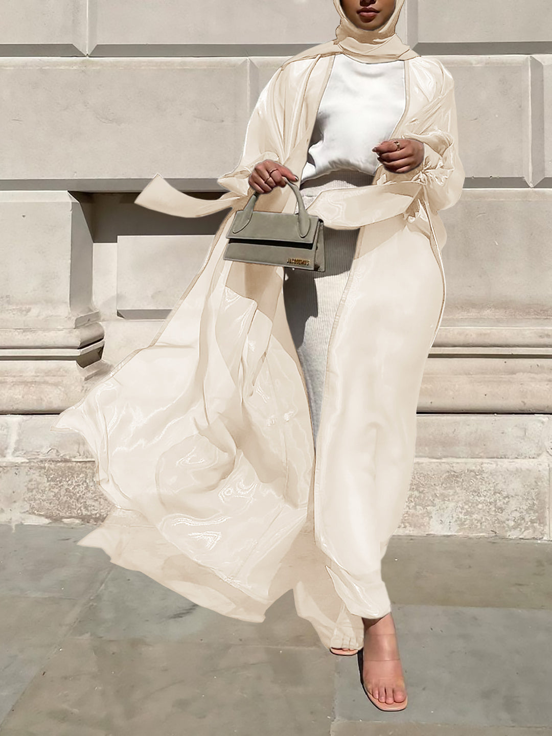 Damen Luftige Kimono-Jacke mit filigranem Design und weiten Ärmeln EB
