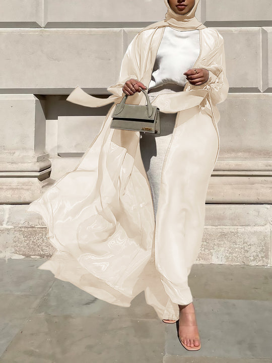 Damen Luftige Kimono-Jacke mit filigranem Design und weiten Ärmeln EB