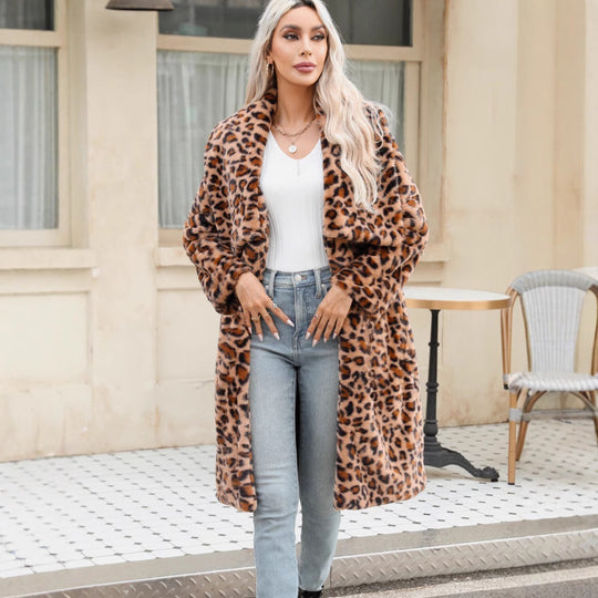 Damen Lange Leopardmuster EB