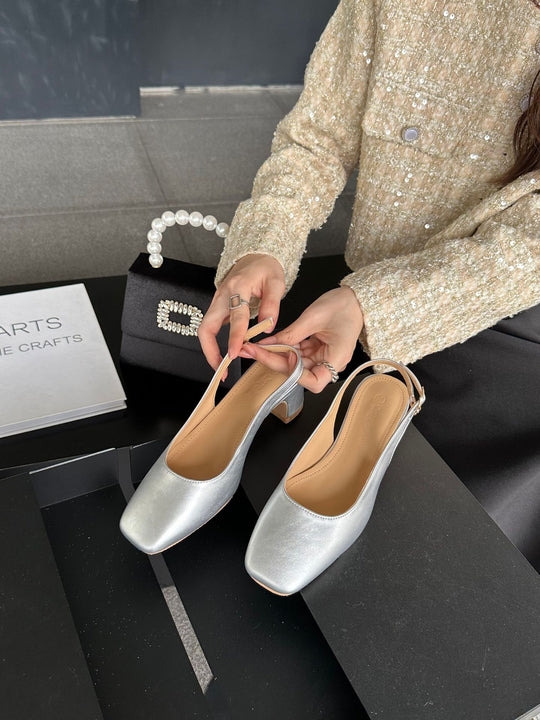 Damen elegante Slingback-Pumps mit modischem Absatz EB