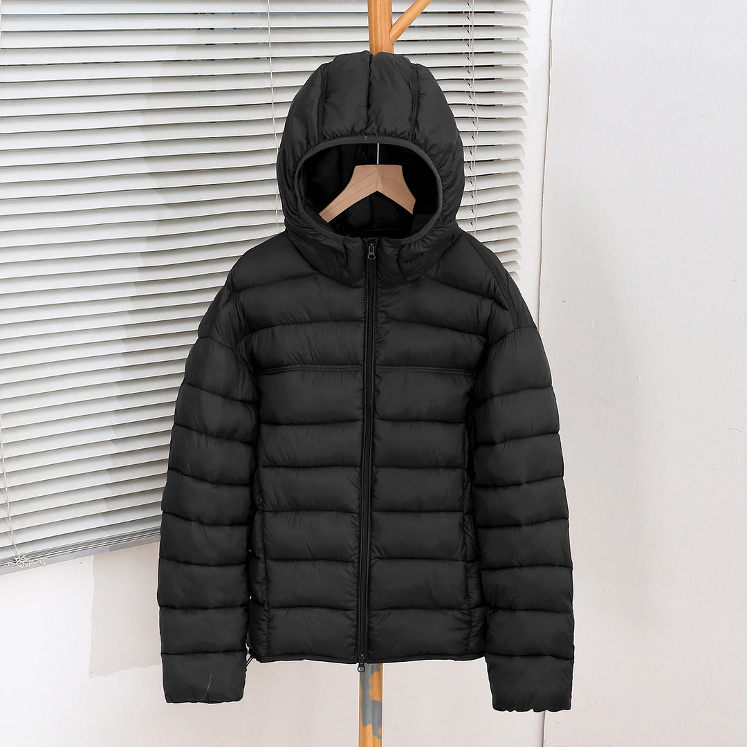 Damen nan ultraleichte Steppkurzjacke mit Thermo-Isolierung, ergonomischer Kapuze und packbarem Design EB