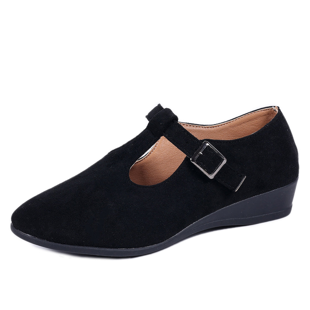 Damen Wedge-Pantoletten mit eleganter Schnallen-Applikation EB