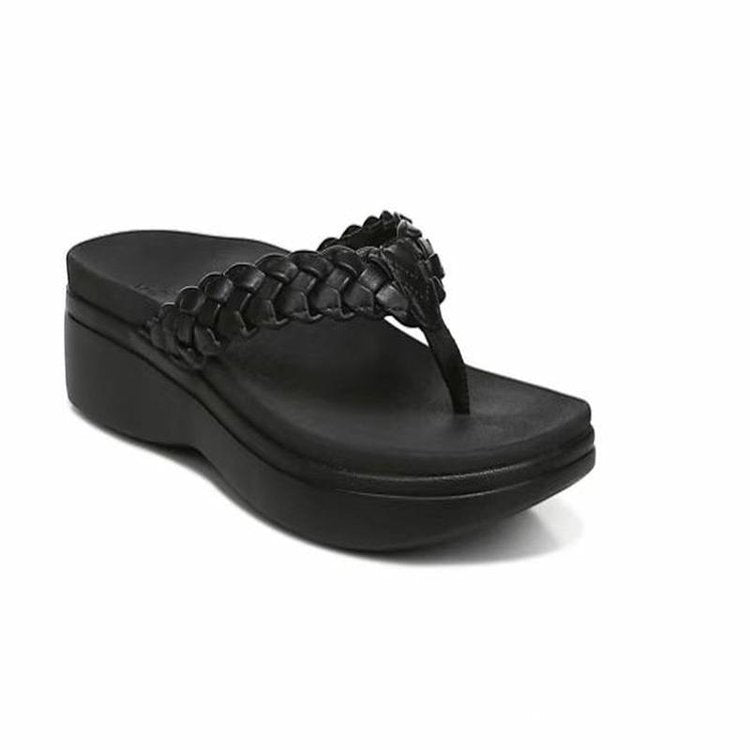 Damen Stylish geflochtene Zehentrenner mit komfortablem Plateau EB