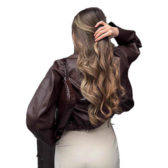 Damen cropped jacke mit robustem Kragen und praktischen Taschen EB