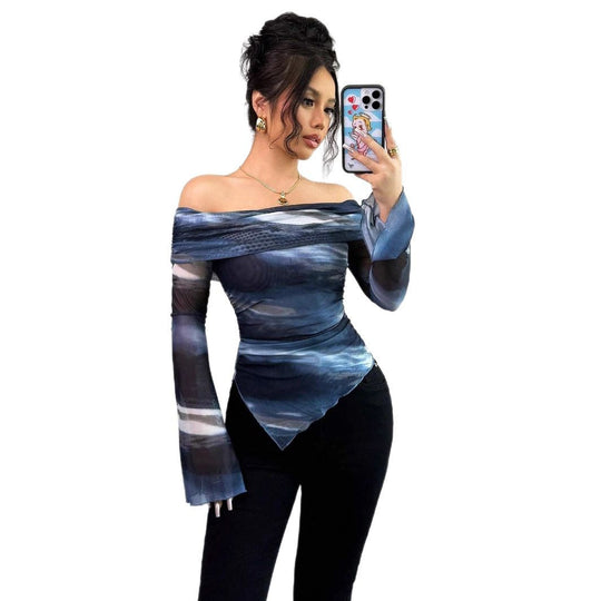 Damen Elegante und figurbetonte Bluse mit Off-Shoulder-Design EB