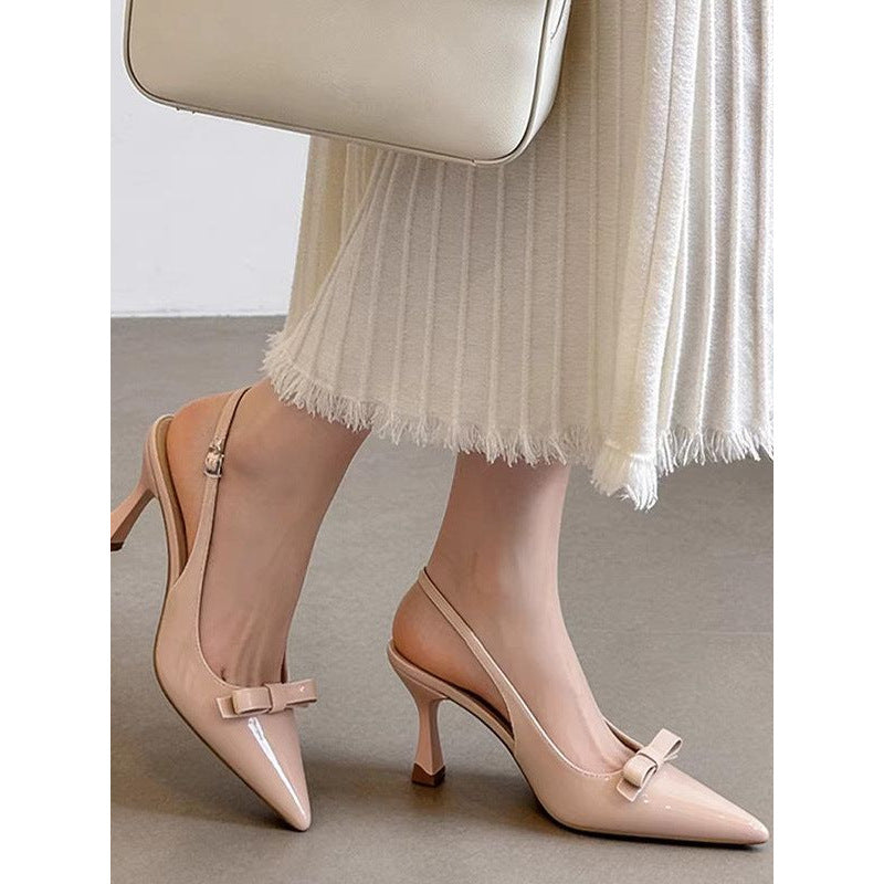 Damen spitze Slingback-Pumps mit eleganter Schleifenverzierung EB