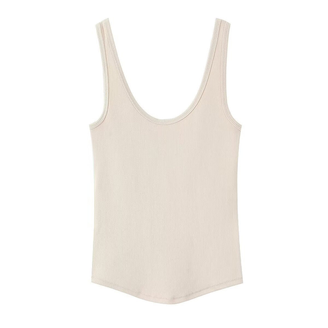 Damen hochwertiges Rippen-Top mit elegantem Rundhals und bequemer Passform EB