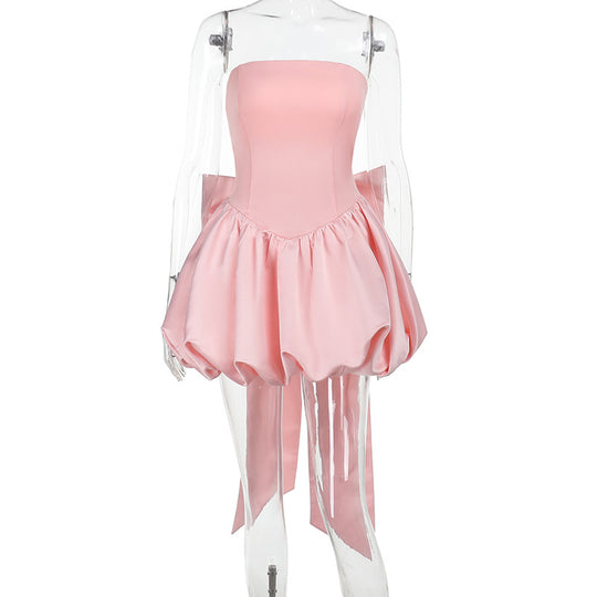 Damen schulterfreies Cocktailkleid mit voluminösem Rock EB