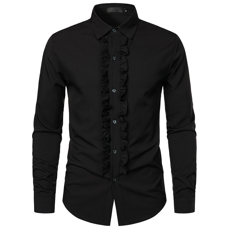 Herren elegantes Rüschenhemd mit modernem Schnitt EB