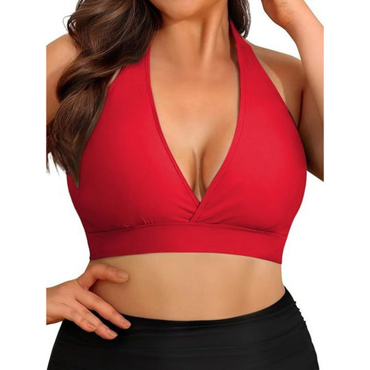 Damen Triangel-Bikini-Oberteil mit tiefem V-Ausschnitt und verstellbaren Trägern EB