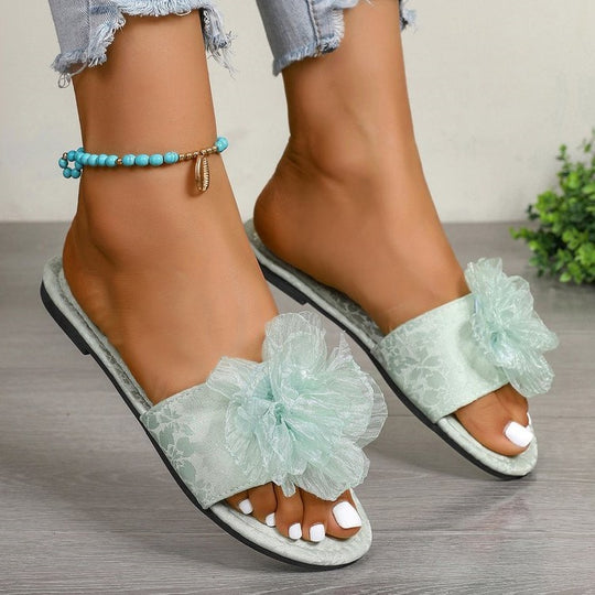 Damen Freizeit-Sandalen mit modischen Blumenapplikationen EB