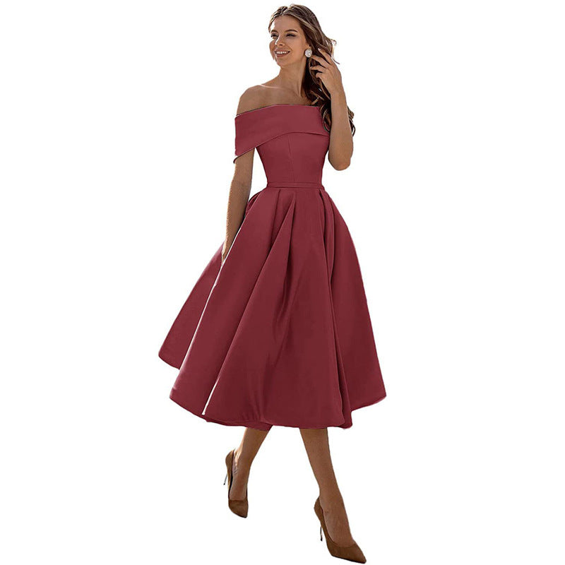 EB | Legere Mode Satin Cocktailkleid Ohne Träger