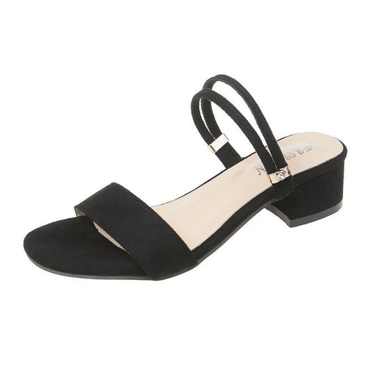 Damen elegante Sandaletten mit modischem Blockabsatz und geschwungenen Riemen EB