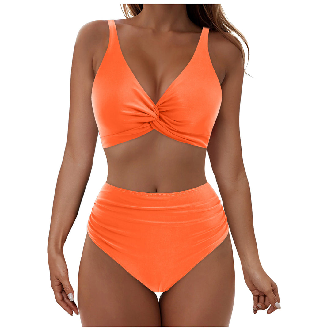 Damen Hochtailliertes Bikini-Set mit elegantem Wickeloberteil EB