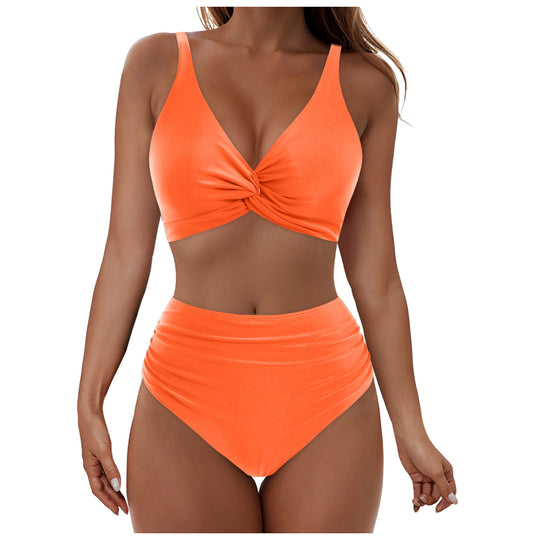 Damen Hochtailliertes Bikini-Set mit Wickel-Oberteil EB
