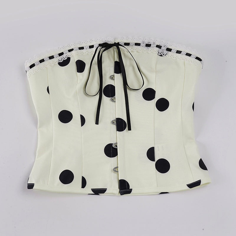 Damen Bandeau-Blusenshirt mit Rüschendetails und Knopfleiste EB