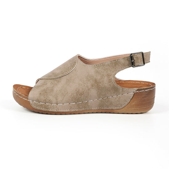 Damen Plateau-Sandalen mit offener Zehenpartie und elastischem Riemen EB