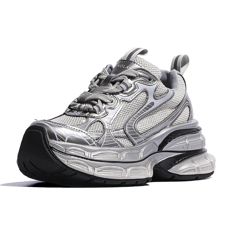 Damen Sportliche Chunky Sneakers mit reflektierenden Oberflächen und optimaler Dämpfung EB