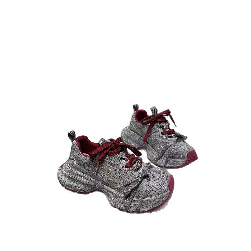 Damen Chunky Plateau-Sneaker mit gewellter Profilsohle und glitzernder Mesh-Optik EB
