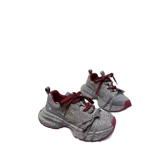 Damen Chunky Plateau-Sneaker mit gewellter Profilsohle und glitzernder Mesh-Optik EB