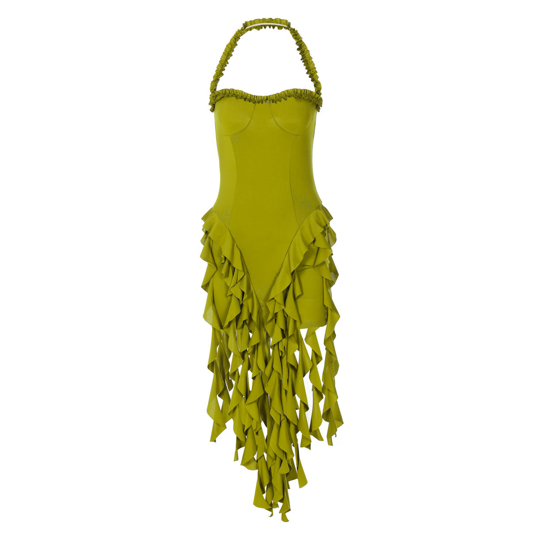 Damen Rüschenkleid mit tiefem Ausschnitt EB
