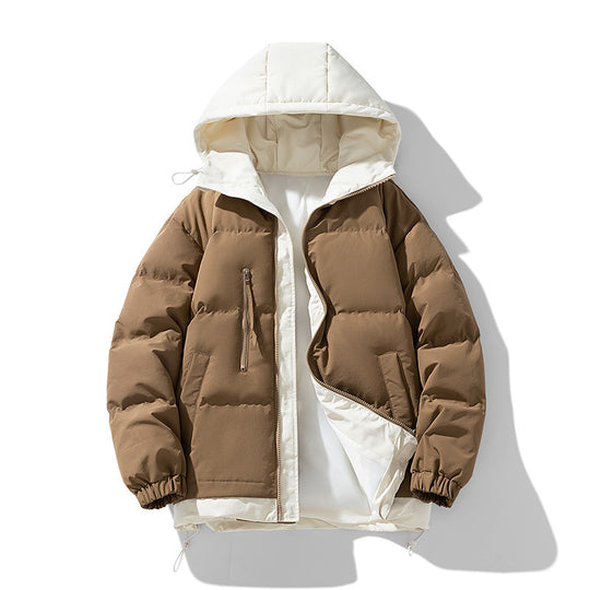 Unisex  reversible insulated hooded puffer jacket with zip utility pockets EB