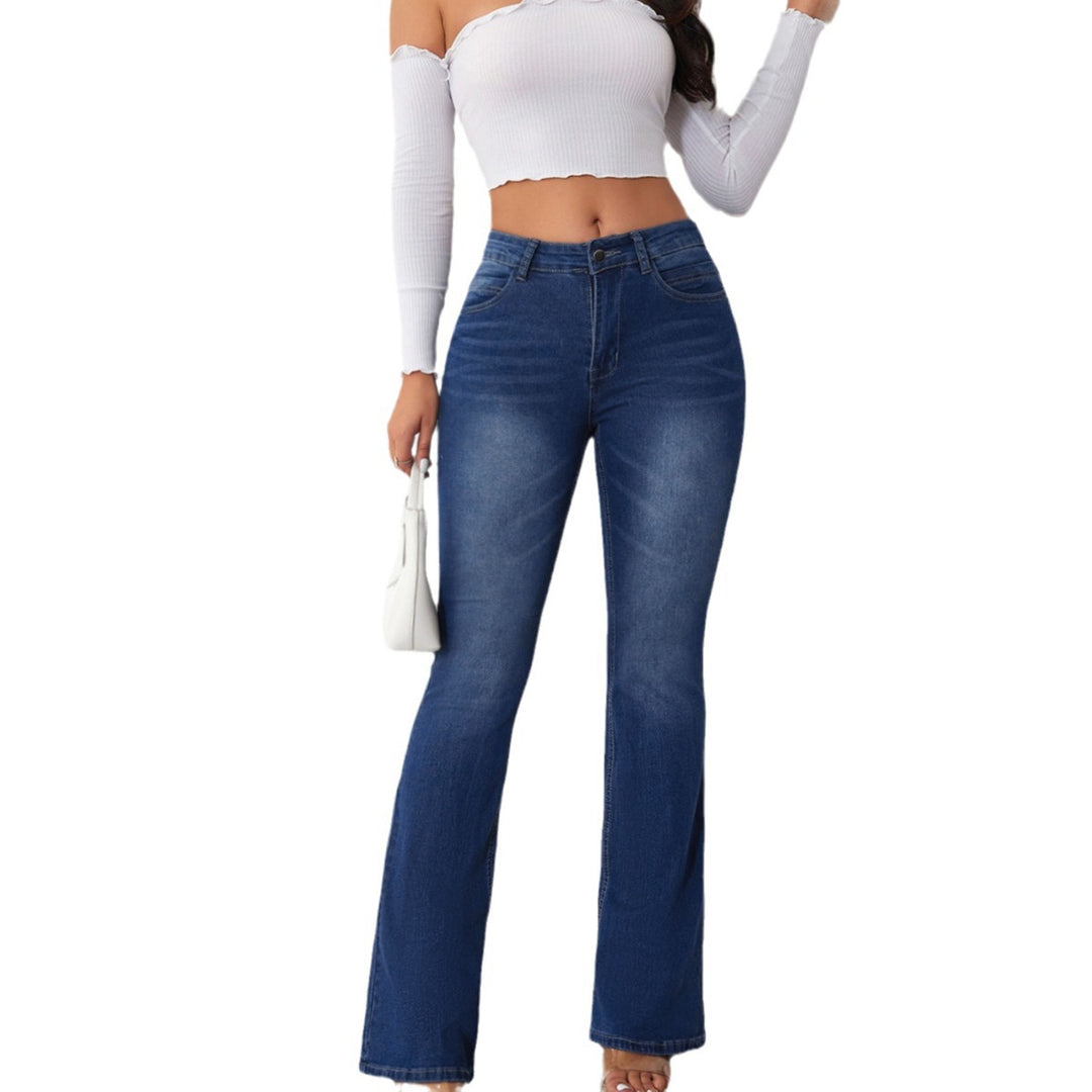 Damen Bootcut Jeans im Vintage-Stil mit hoher Taille EB
