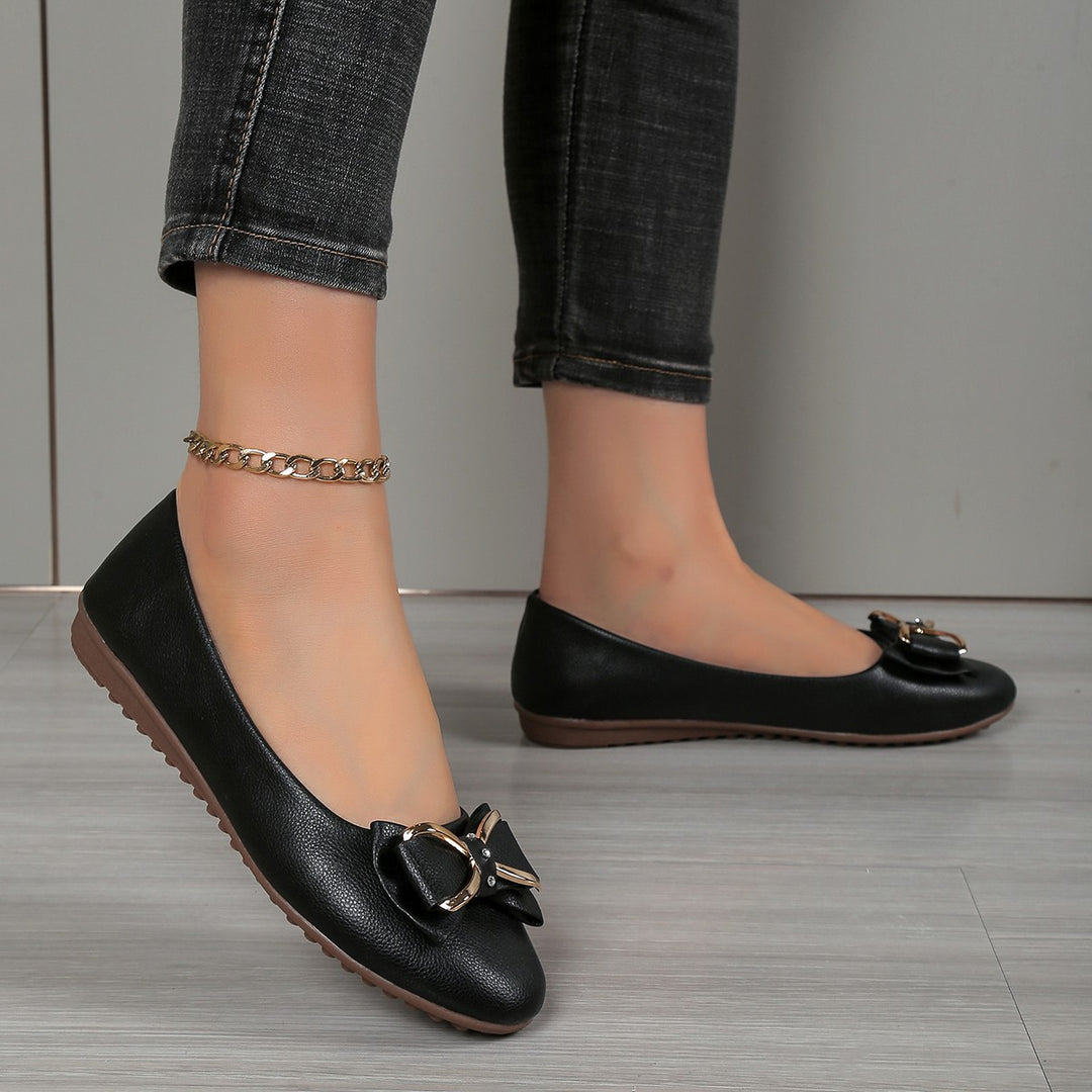 Damen Ballerinas mit funkelnder Schleifenapplikation und rutschfester Sohle EB