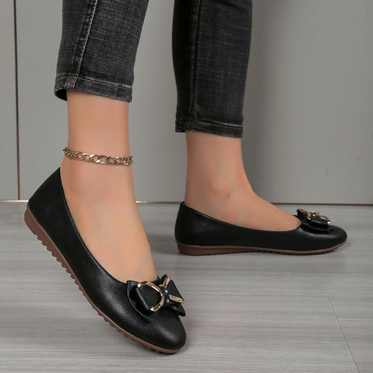 Damen Ballerinas mit funkelnder Schleifenapplikation und rutschfester Sohle EB