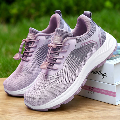 Damen nan leichter atmungsaktiver Strick-Walking-Sneaker mit Schnellzug-Kordel und gedämpfter EVA-Zwischensohle EB