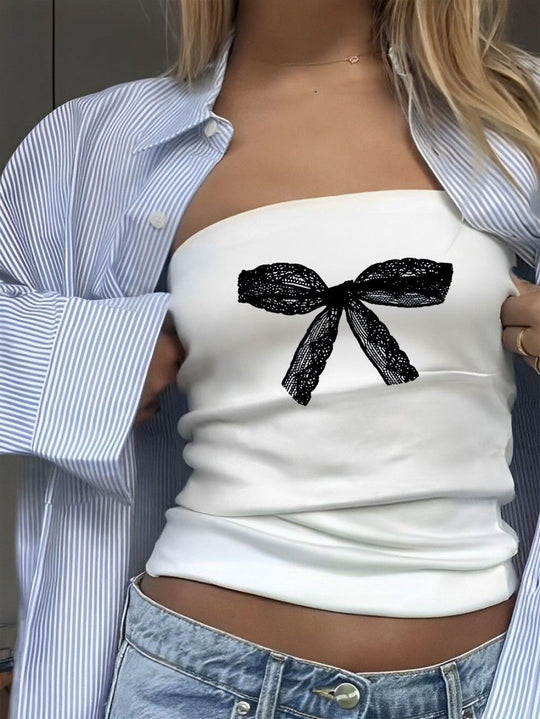 Damen Bandeau-Top mit auffälligem Statement-Aufdruck EB